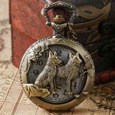pocket chain Vintage-Style Quartz Pocket Watch with Floral Engraved Case and Chain — listing 5