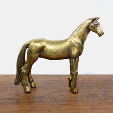 Brass Horse Figurine Statue, Standing Pose with Bridle Detail, listing 5