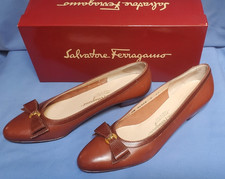 Salvatore Ferragamo Boutique Black Lizard-Embossed Leather Vara-Buckle Pumps, Size 10 B, listing 5