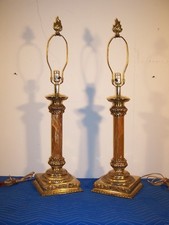 Pair of Neoclassical Brass and Black Marble Ionic Column Candlesticks — listing 3