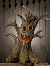 Handmade Papier-Mâché Halloween Haunted House with Bats, Ghosts & Pumpkins — listing 2