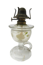 Antique Pressed Glass Oil Lamp Font with Brass Burner — listing 4