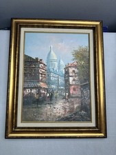 M. Sandor Parisian Street Scene Oil Painting on Canvas, Framed — listing 3