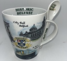 Vintage Cream-Glazed Belfast Souvenir Mug with Black Cityscape Transfer — listing 2