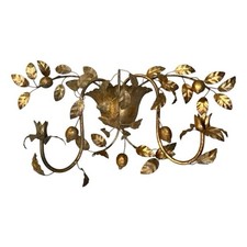 Vintage Italian Tole Lemon Wall Sconce Candle Holders, Pair, listing 6