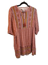 Knox Rose Women's Blue Floral Block-Print Boho Tassel-Tie Dress, Size Small — listing 4