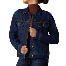 Women's Medium Wash Denim Trucker Jacket with Button-Front Chest Pockets Small, listing 3