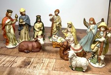 Ceramic Nativity Set, Multi-Figure Holy Family and Wise Men, Maker Unknown