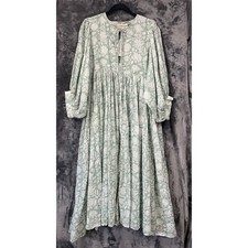 Daughters of India Block Print Cotton Tiered Maxi Dress, Rust Floral, Size M, listing 4