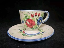 Vintage Italian Hand-Painted Ceramic Soup Cup with Handle, Floral Motif — listing 3