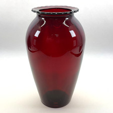 Anchor Hocking Royal Ruby Hexagonal Ribbed Glass Vase 8.5" — listing 2