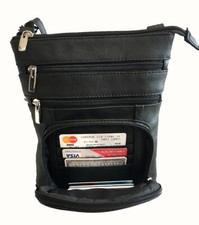 Black Leather Crossbody Bag with Heart-Shaped Zipper Pull Hardware — listing 3