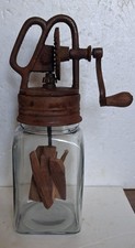 Antique Dazey Glass Jar Butter Churn with Cast Iron Gear Crank Top — listing 3