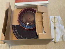 Ruby Red Cut-to-Clear Style Pedestal Compote / Footed Bowl with Floral & Leaf Motif — listing 4