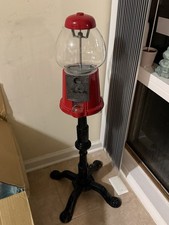Reproduction Carousel-Style Cast Metal & Glass Gumball Machine, Red