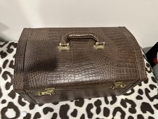 Vintage 1930s-40s Art Deco Faux Alligator Embossed Leather Train Case Vanity Box — listing 5