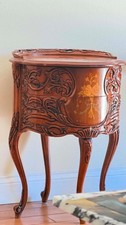 French Louis XV Style Petite Two-Drawer Nightstand / Side Table with Cabriole Legs and Ormolu Mounts — listing 3