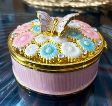 Pink Round Trinket Box with Gold Butterfly Lid — listing 4