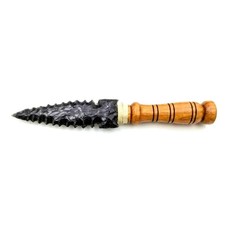 Decorative Knapped Obsidian/Stone Blade Athame with Ornate Resin Eagle/Serpent Handle — listing 6