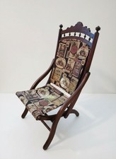 Antique Victorian Walnut Folding Campaign Chair with Floral Tapestry Upholstery