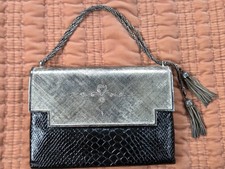 Vintage Pink Snakeskin-Embossed Frame Evening Bag with Beaded Bow Strap — listing 3