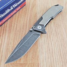 Smith & Wesson Framelock Folding Pocket Knife with Partially Serrated Drop-Point Blade