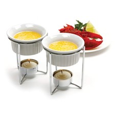 Norpro Set of 2 Ceramic Butter Warmers with Chrome Stands and Candles (Model 220) — listing 2