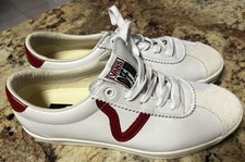 Vans Style 36/Old Skool Inspired Low-Top Leather Sneakers, Black/Red/White, Men's Size 6.5, NWT