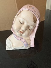 Vintage Blue Ceramic Baby Booties Planter and Basket Bassinet Nursery Decor Set — listing 4