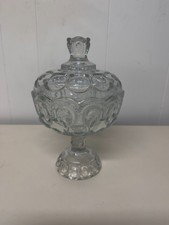 L.E. Smith Amberina Moon and Stars Small Footed Compote / Candy Dish (Heritage line, ~4.5") — listing 6