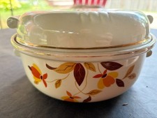 Hall China Autumn Leaf Covered Casserole Dish with Salt & Pepper Shakers — listing 3