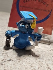 Vintage Graduate Smurf PVC Figurine with Cap, Gown, Book and Diploma — listing 3