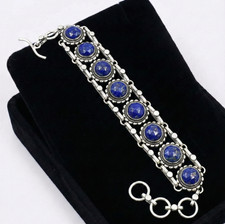 Sterling Silver Bezel-Set Oval Lapis Lazuli Pendant on 21" Sterling Rolo Chain — listing 3