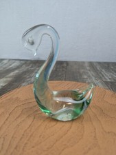 Vintage Clear Art Glass Swan Figurine with Controlled Bubble Body — listing 4