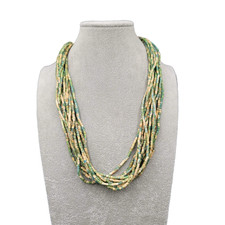 Multi-Strand Purple Coconut Shell Heishi Bead Statement Necklace with Horn Accents, 19 inches — listing 2