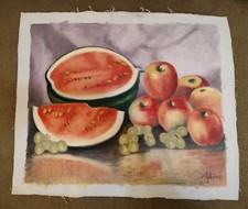 Framed Still Life Print with Watermelon, Fruit Basket and Oriole Bird — listing 6