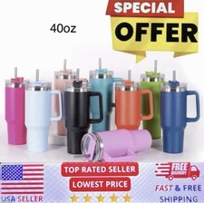 Purple Insulated Stainless Steel Tumbler with Handle and Straw, 1100ml