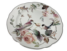 Grace Teaware Fine Porcelain Dinner Plate with Gold, Black & Gray Teardrop Rim — listing 3
