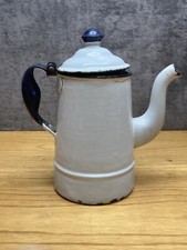 Vintage White Enamelware Coffee Pot with Floral Transfer and Black Trim — listing 5