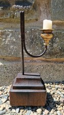 Antique Hand-Forged Wrought Iron Rushlight Holder with Candle Socket Counterbalance — listing 3
