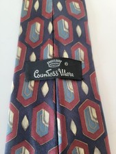 Countess Mara All Silk Necktie, Gold/Grey/Burgundy Abstract Leaf Pattern — listing 4