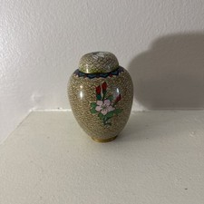 Chinese Cloisonné Lidded Ginger Jar with Cherry Blossom Motif on White Ground — listing 3