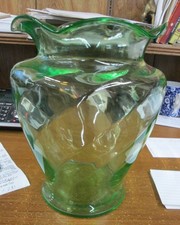 Vintage Hand-Blown Green Glass Vase with Optic Coin-Dot / Printie Design — listing 5