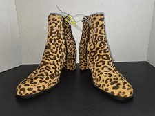 Black Calf Hair (Pony Hair) Pointed-Toe Ankle Boots with Back Zip, Size 6M — listing 6