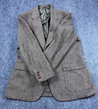 Vintage Harris Tweed Herringbone Sport Coat by Halborne Hall Brown, Grey/Brown, 2-Button — listing 2