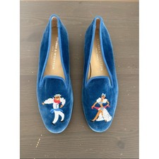 Stubbs & Wootton Burgundy Velvet Slipper with Gold Crown Embroidery — listing 5
