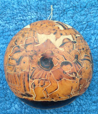 Hand-Carved Dried Gourd Art Vessel with Sunflower Motif, Signed John McNutt 2020 — listing 4