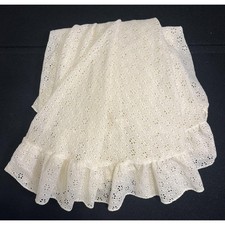 Vintage Round Scalloped-Edge Floral Lace Tablecloth/Table Topper with Rectangular Cloth — listing 3