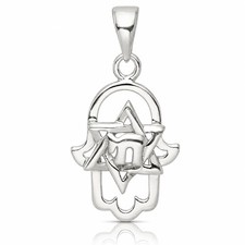 Sterling Silver Chai Pendant with Openwork Oval Frame on Woven Cord — listing 3
