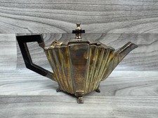 Vintage Silverplate Footed Teapot with Ornate Scroll Handle and Finial